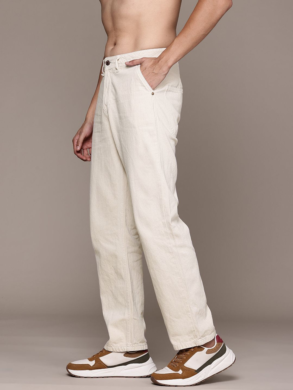 Image of Roadster Straight Fit Men White Jeans