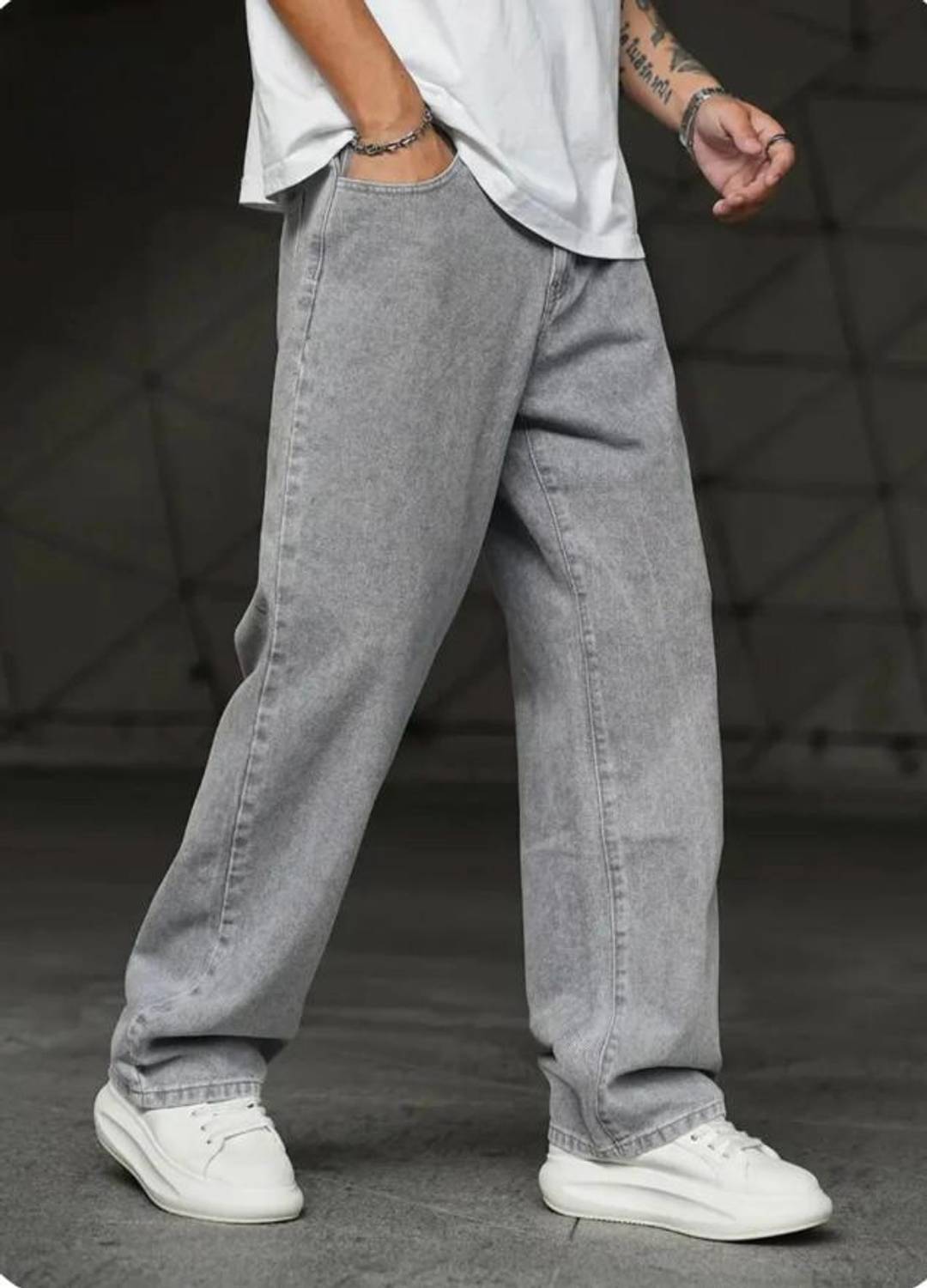 RIFA Loose Fit Men Grey Jeans - Image 3