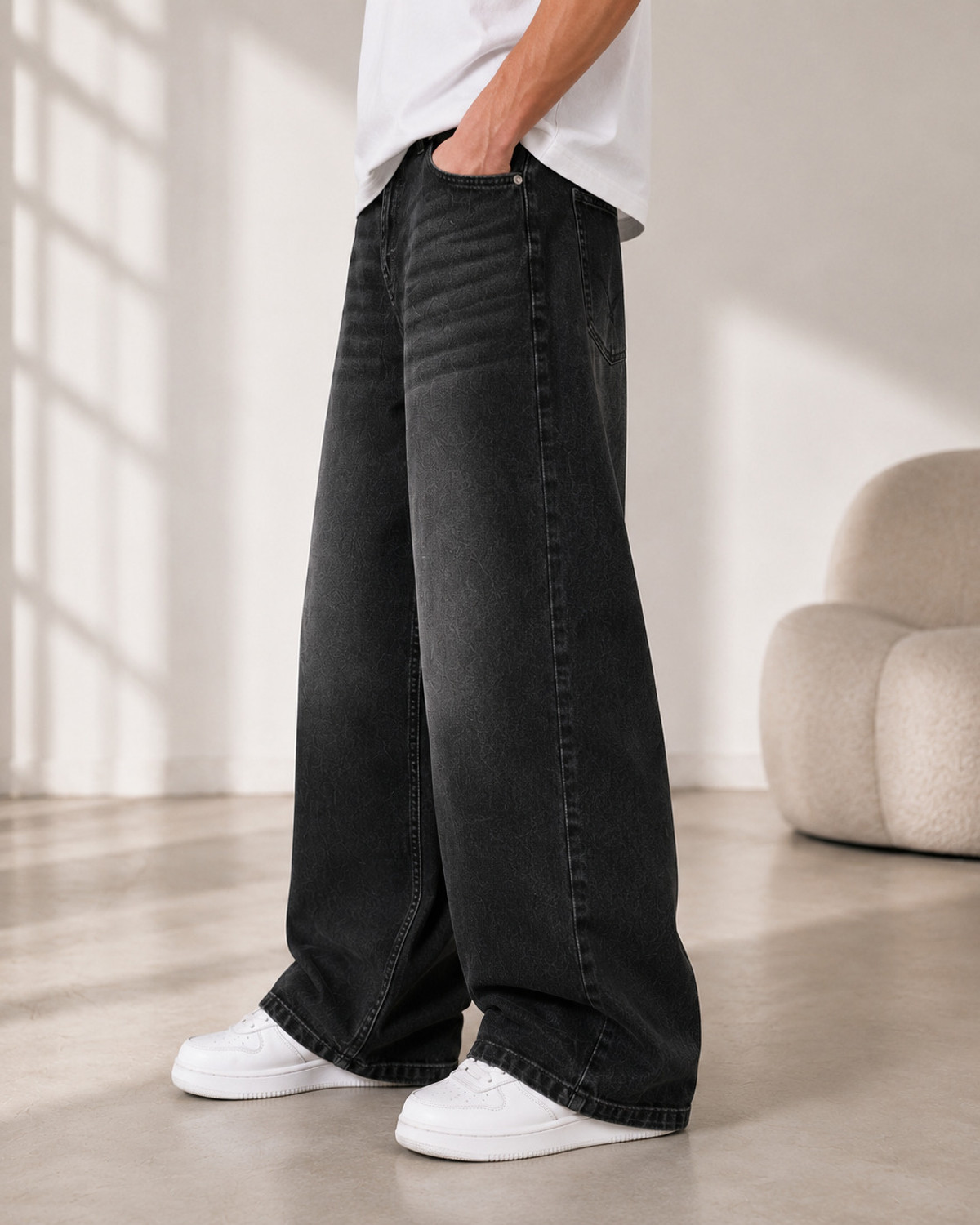 Image of COSMIC Baggy Fit Men Black Jeans