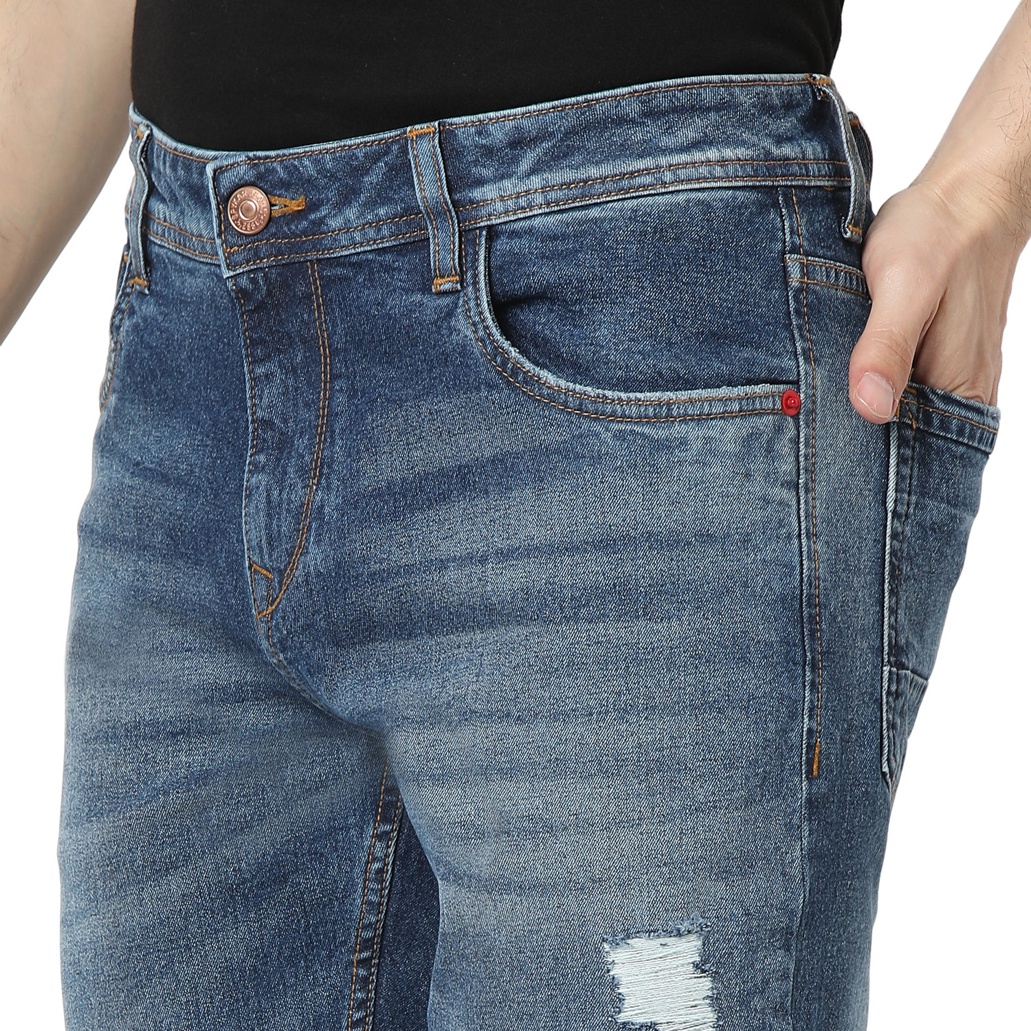 Image of Spykar Men Slim Low Rise Blue Jeans