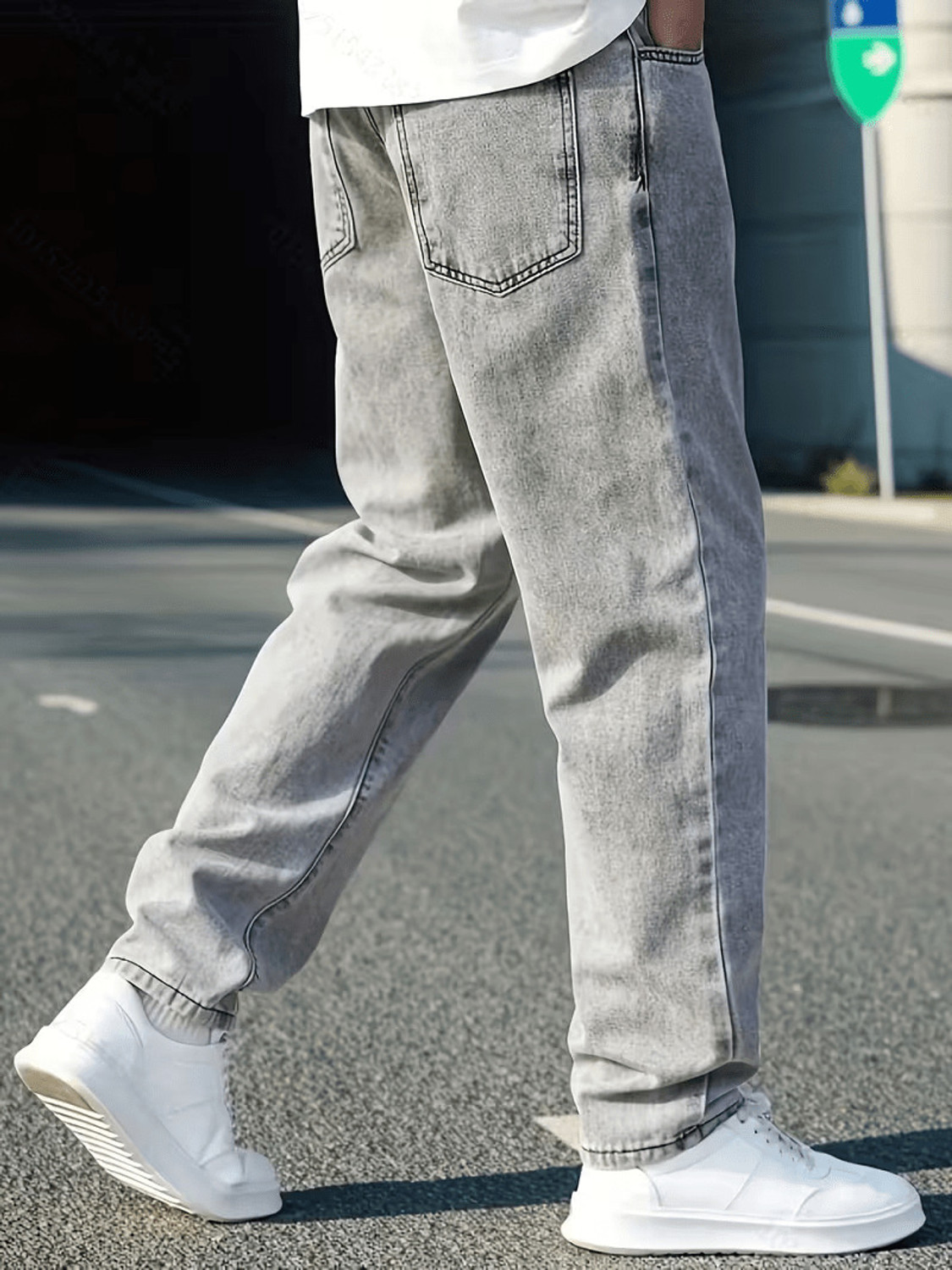 Image of DENIM4MEN Straight Fit Men Grey Jeans