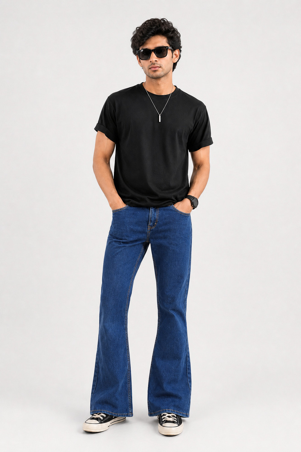 Image of LA HOMMI Boot-Leg Men Dark Blue Jeans