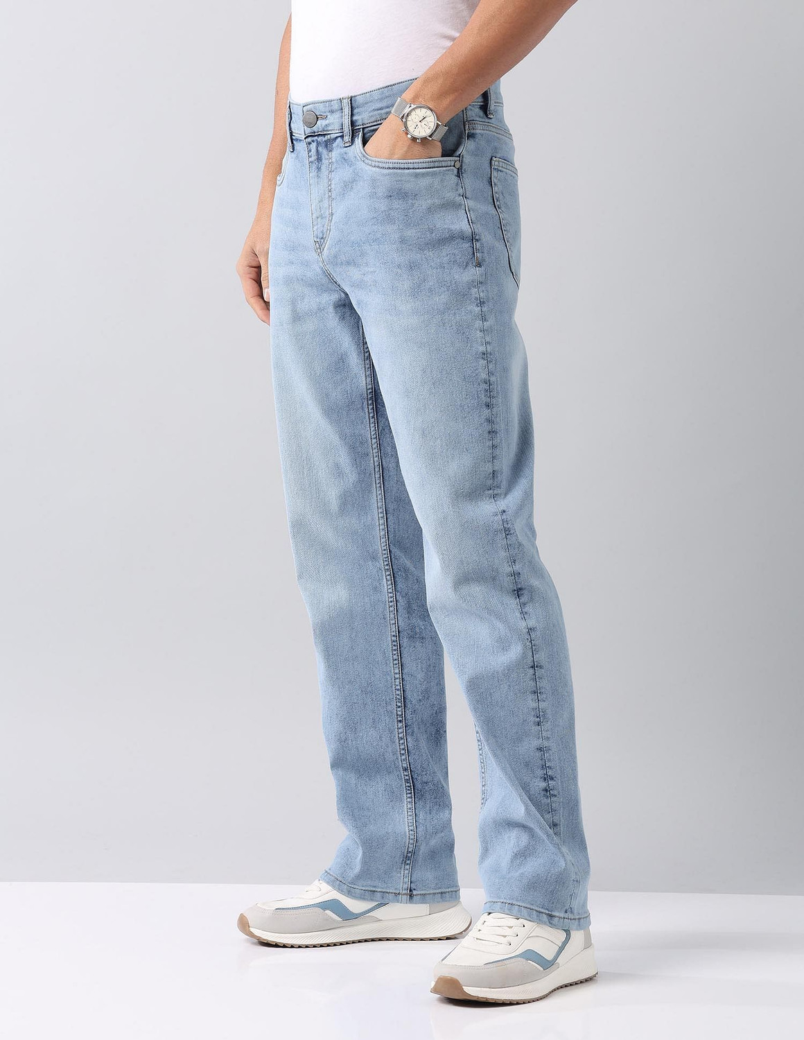 Image of AD by Arvind Relaxed Fit Men Blue Jeans