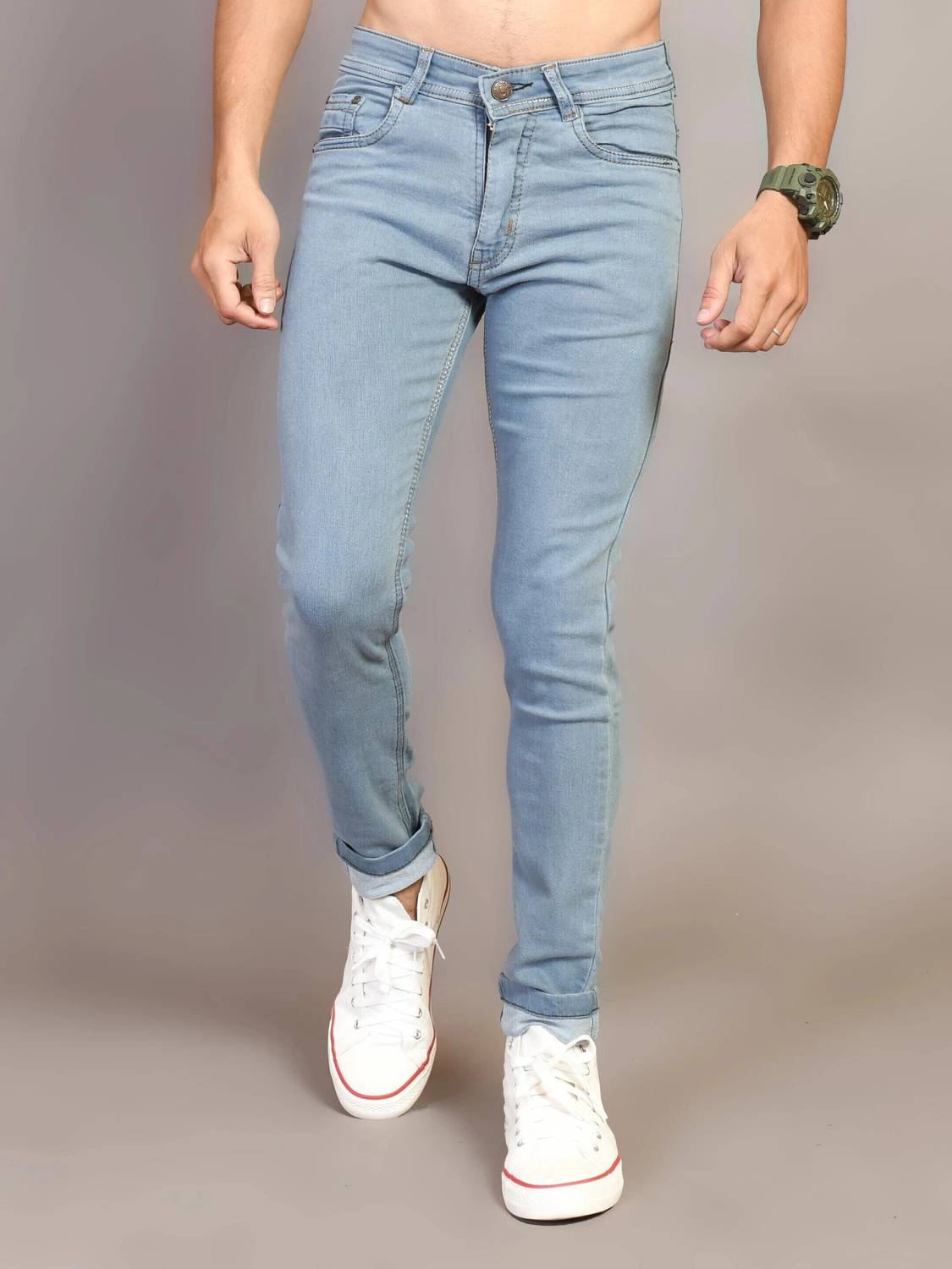 Lzard Men Regular Mid Rise Grey Jeans