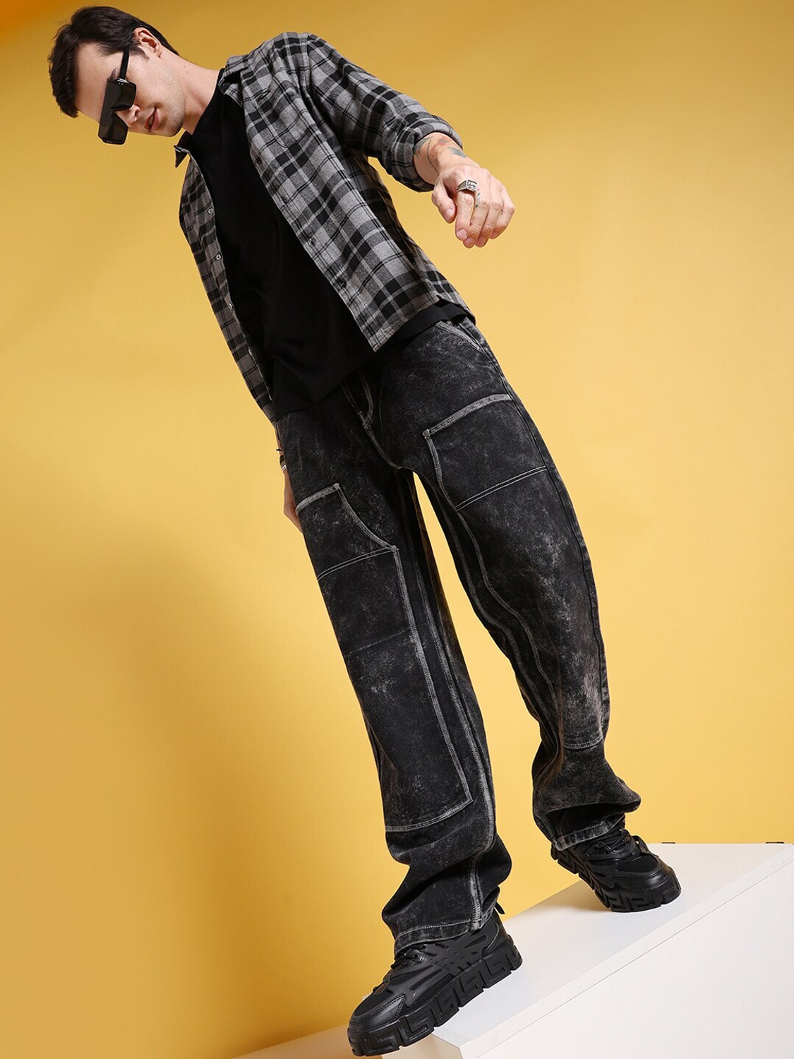 Image of The Indian Garage Co. Regular Men Black Jeans