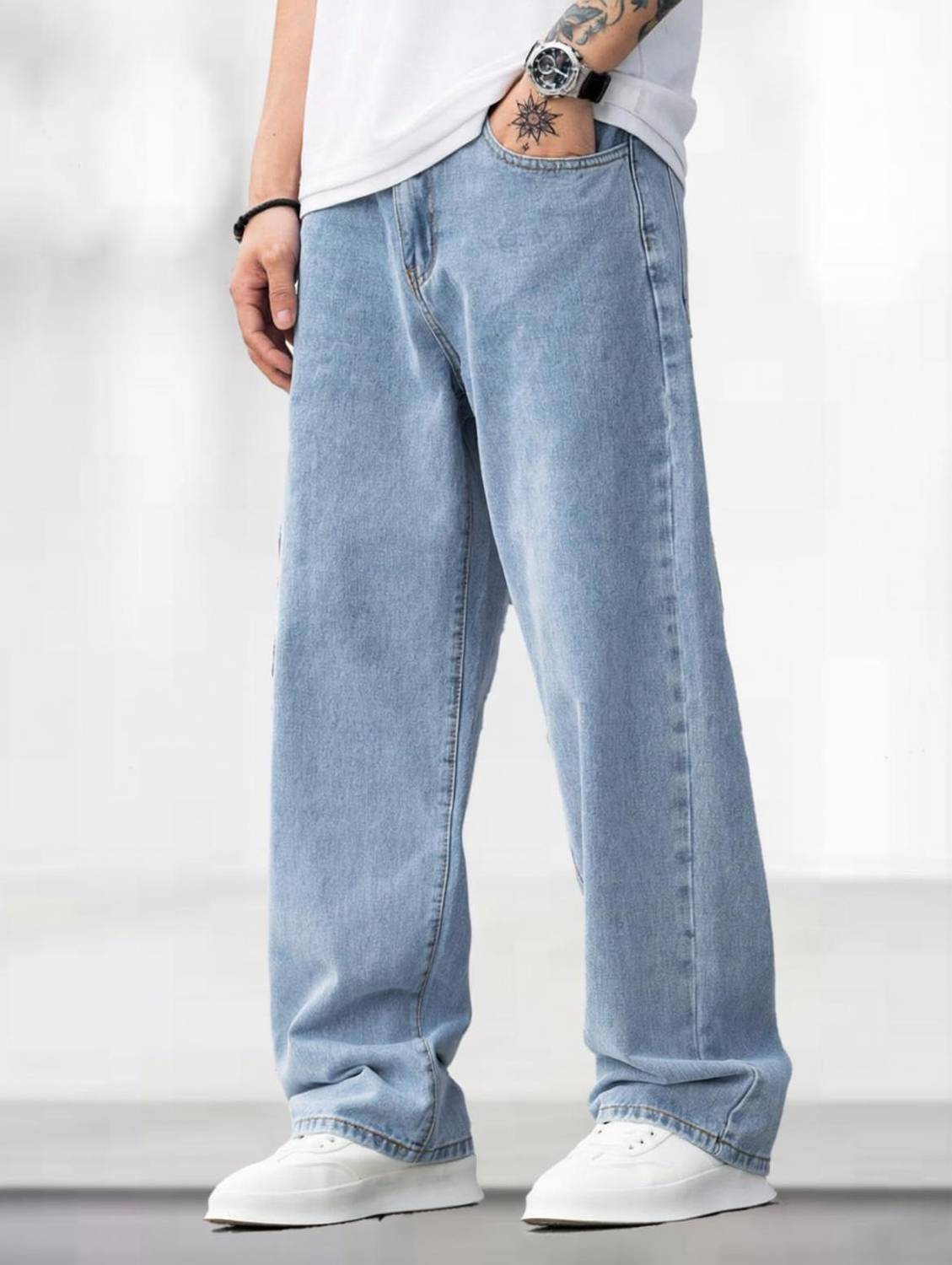 PRJ IN STYLE Loose Fit Men Light Blue Jeans - Image 1