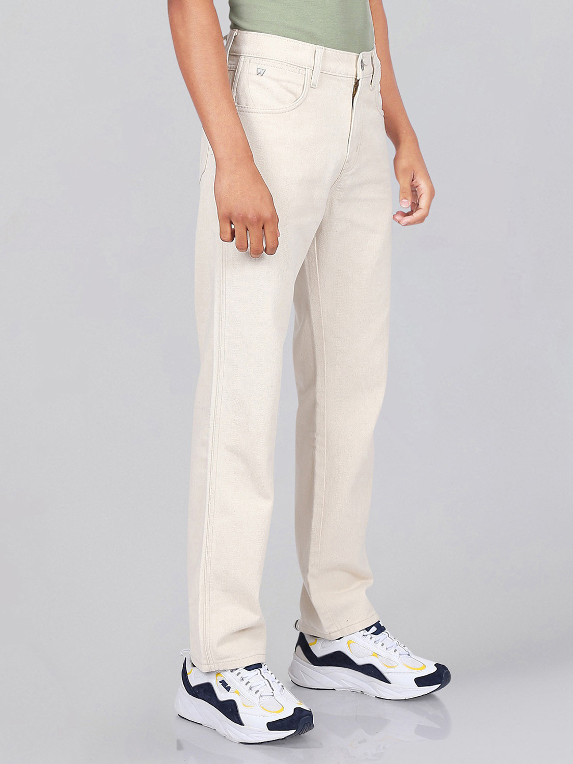 Image of Wrangler Straight Fit Men Beige Jeans