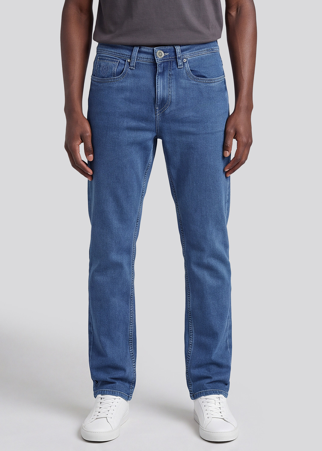 Image of INTEGRITI Men Straight Fit Mid Rise Light Blue Jeans