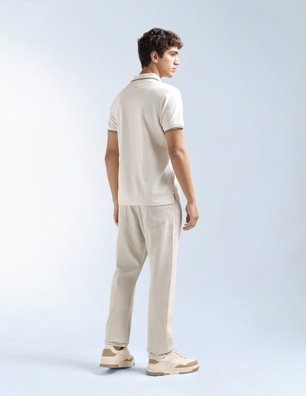 Image of FLYING MACHINE Straight Fit Men Beige Jeans