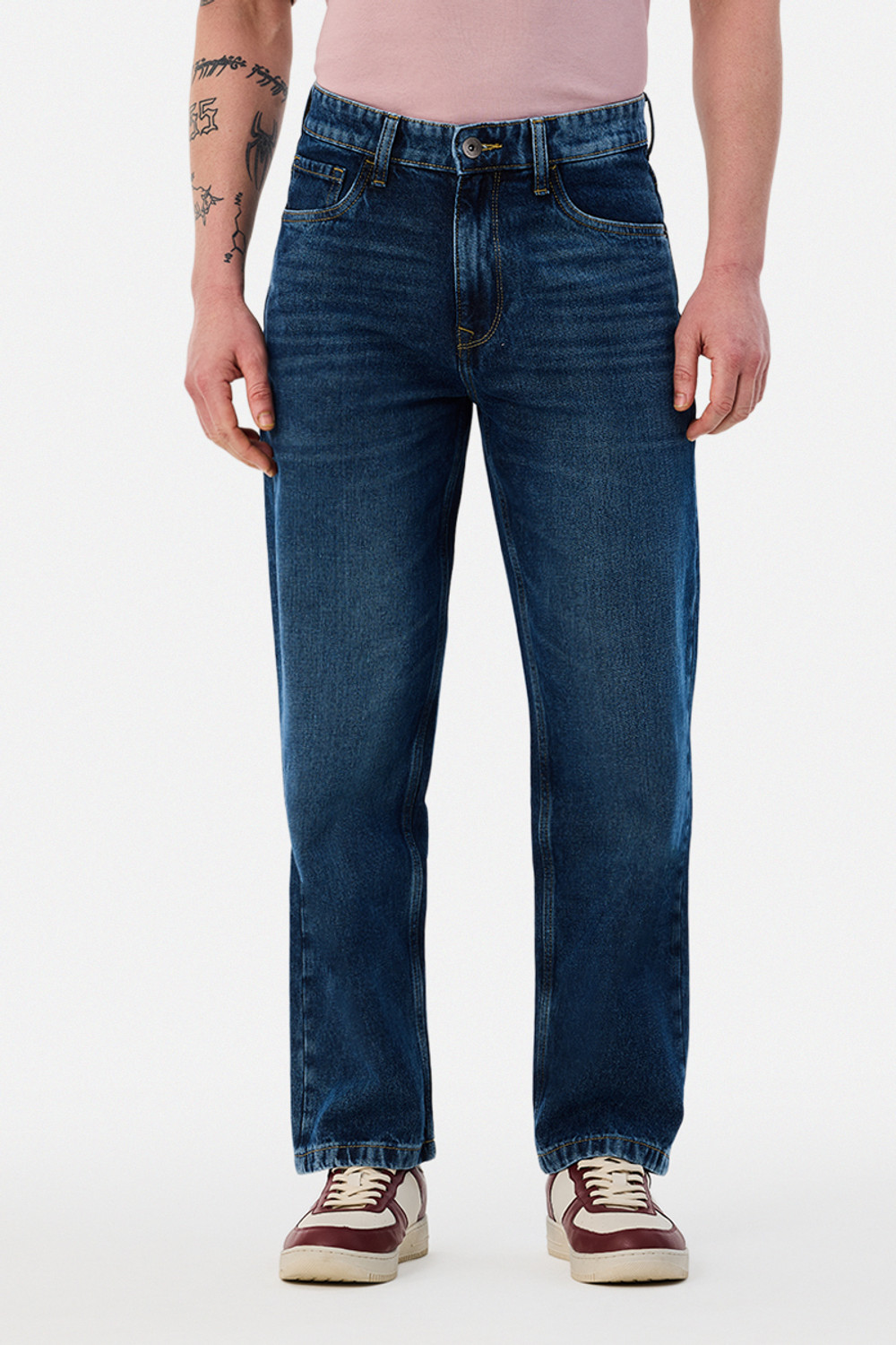 Image of Snitch Relaxed Fit Men Dark Blue Jeans