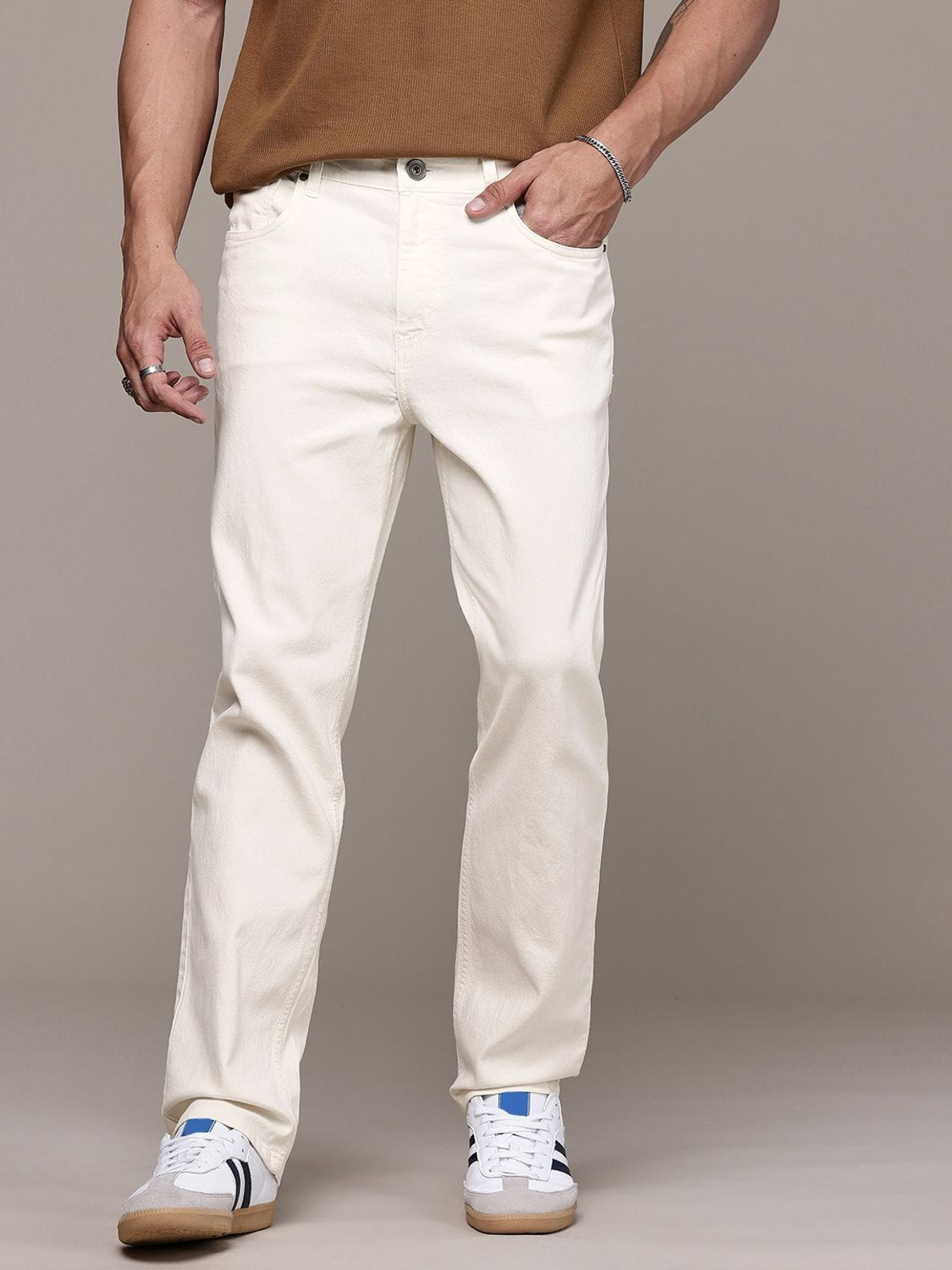 Image of Roadster Straight Fit Men White Jeans