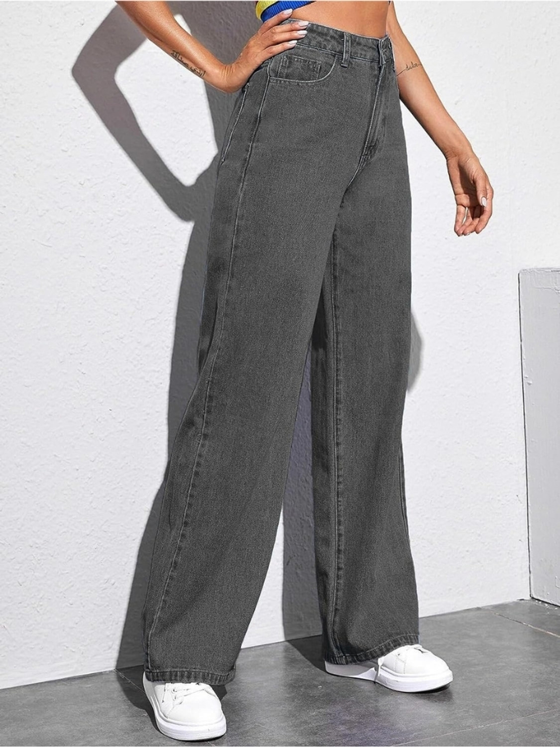 Image of Crazeis Loose Fit Women Grey Jeans