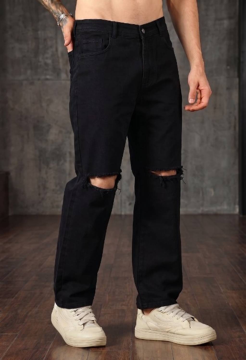itup Loose Fit Men Black Jeans