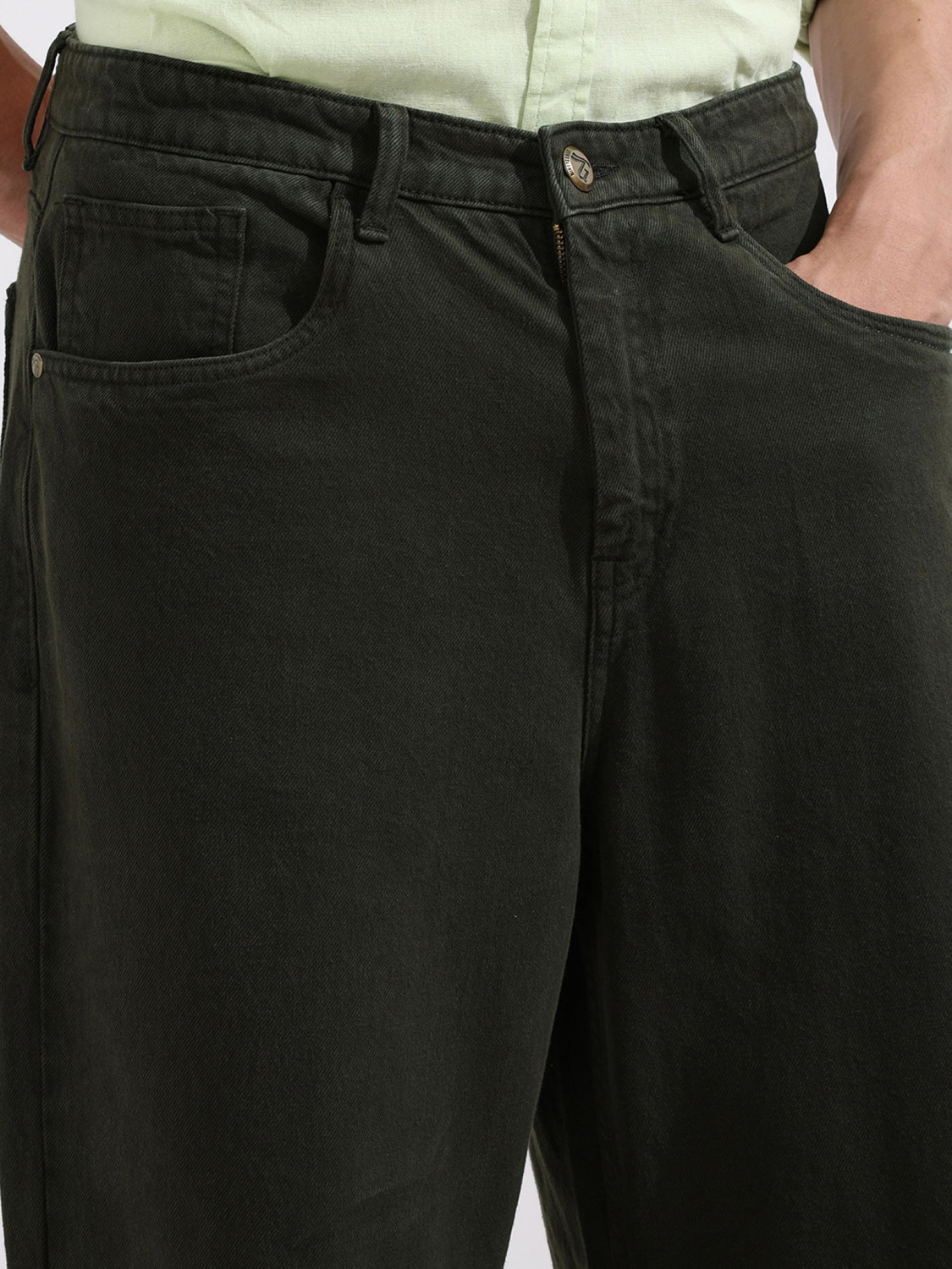 Image of The Indian Garage Co. Relaxed Fit Men Green Jeans