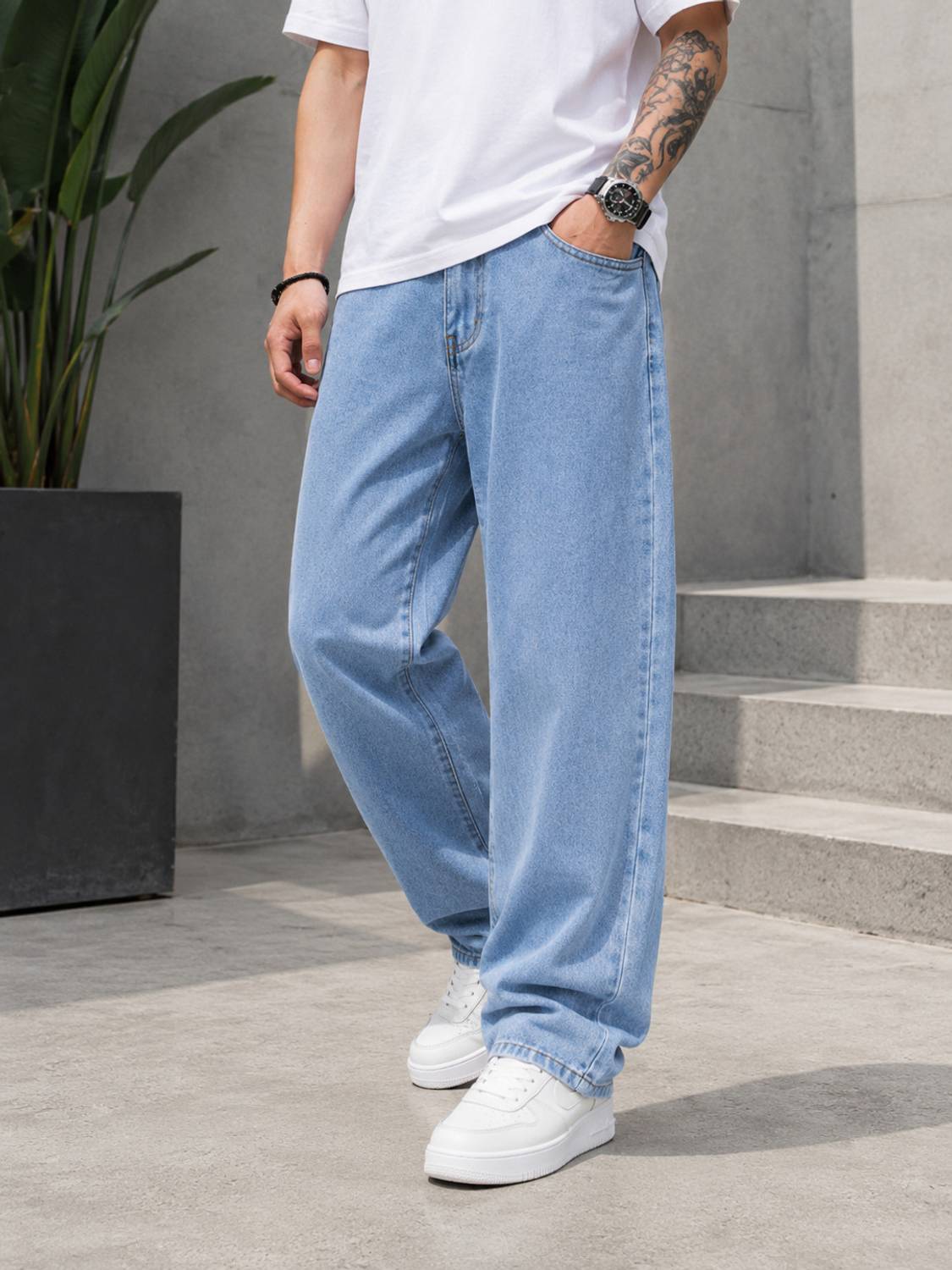 7 CUTS Straight Fit Men Light Blue Jeans - Image 1