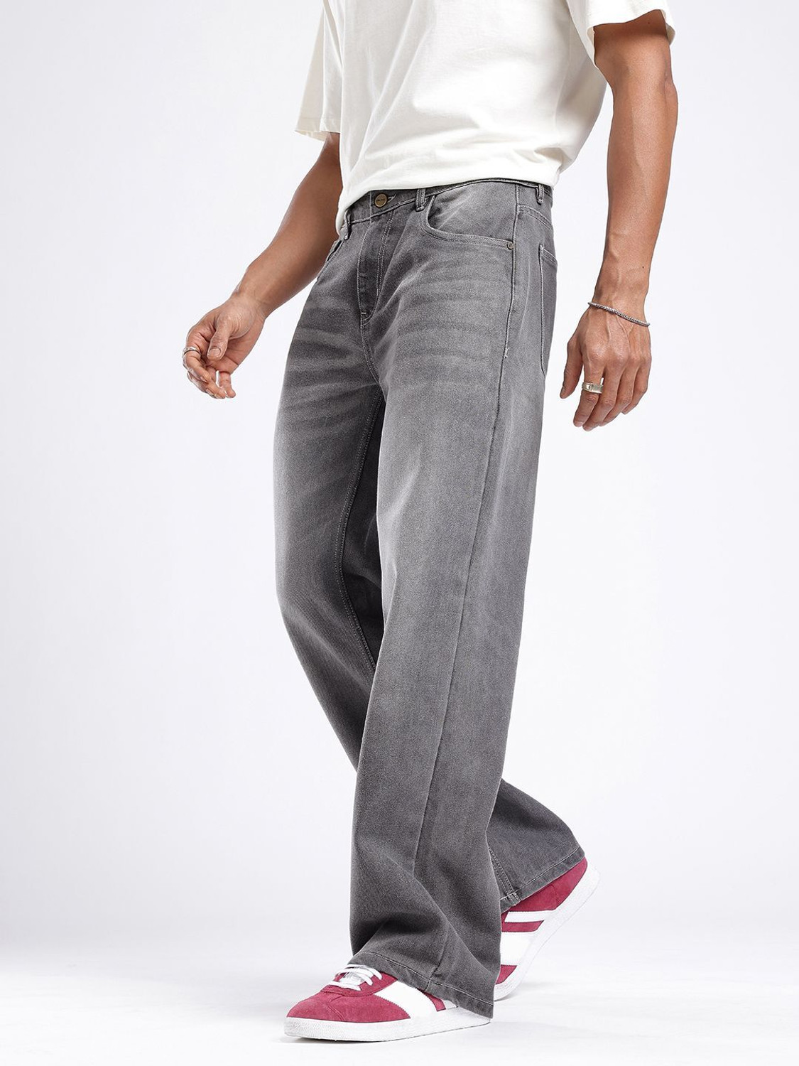 Image of Glitchez Loose Fit Men Grey Jeans