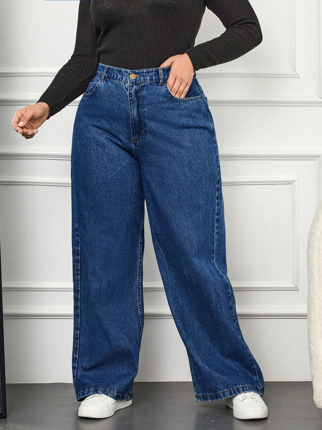 Image of Curvy CLOSET Loose Fit Women Blue Jeans