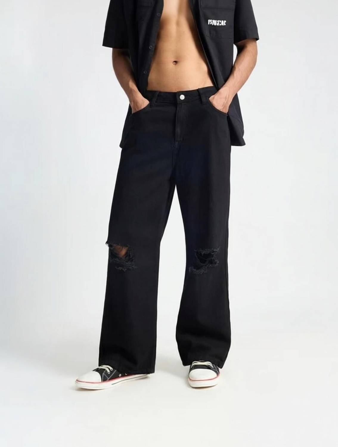 BREXX Wide Leg Black Jeans - Image 1
