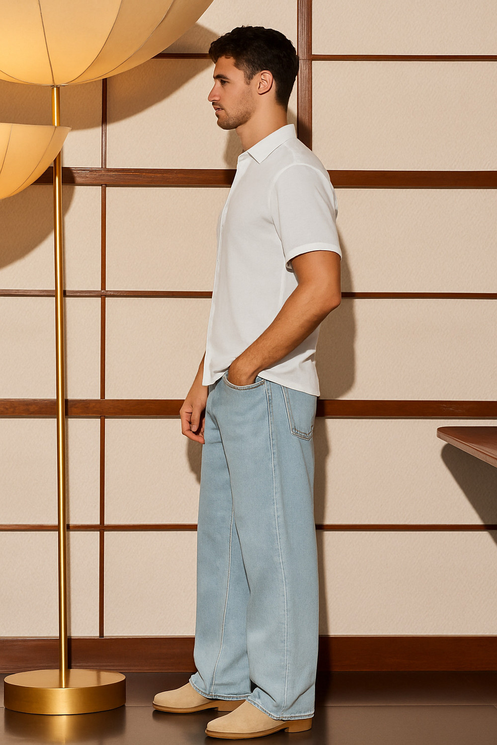 Image of LEVORCE Loose Fit Men Light Blue Jeans