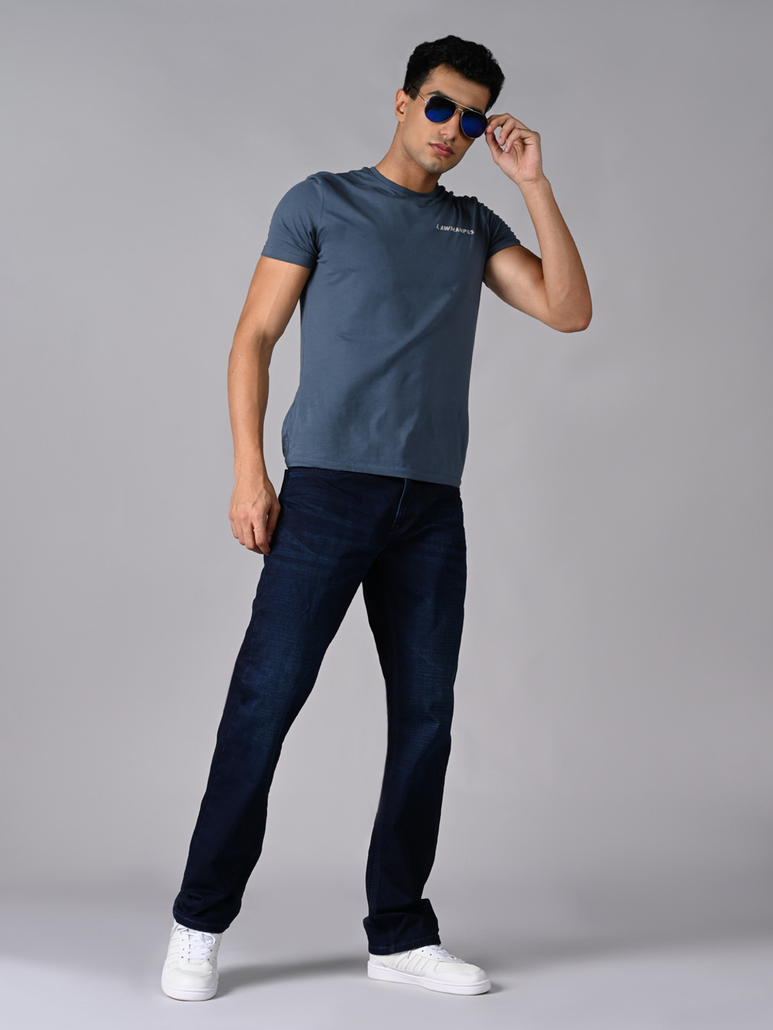 Image of LAWMAN Straight Fit Men Dark Blue Jeans