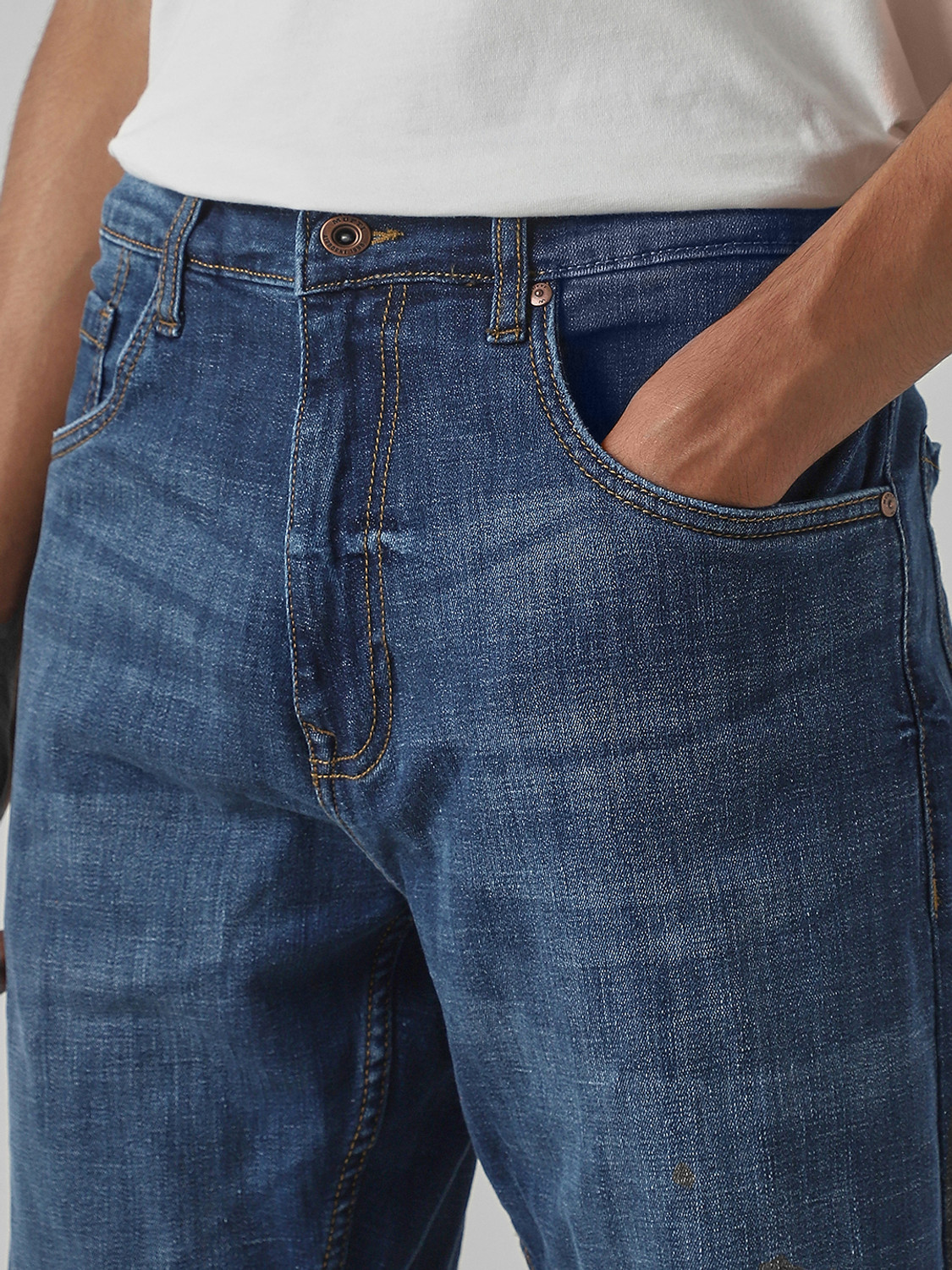 Image of MUFTI Straight Fit Men Blue Jeans