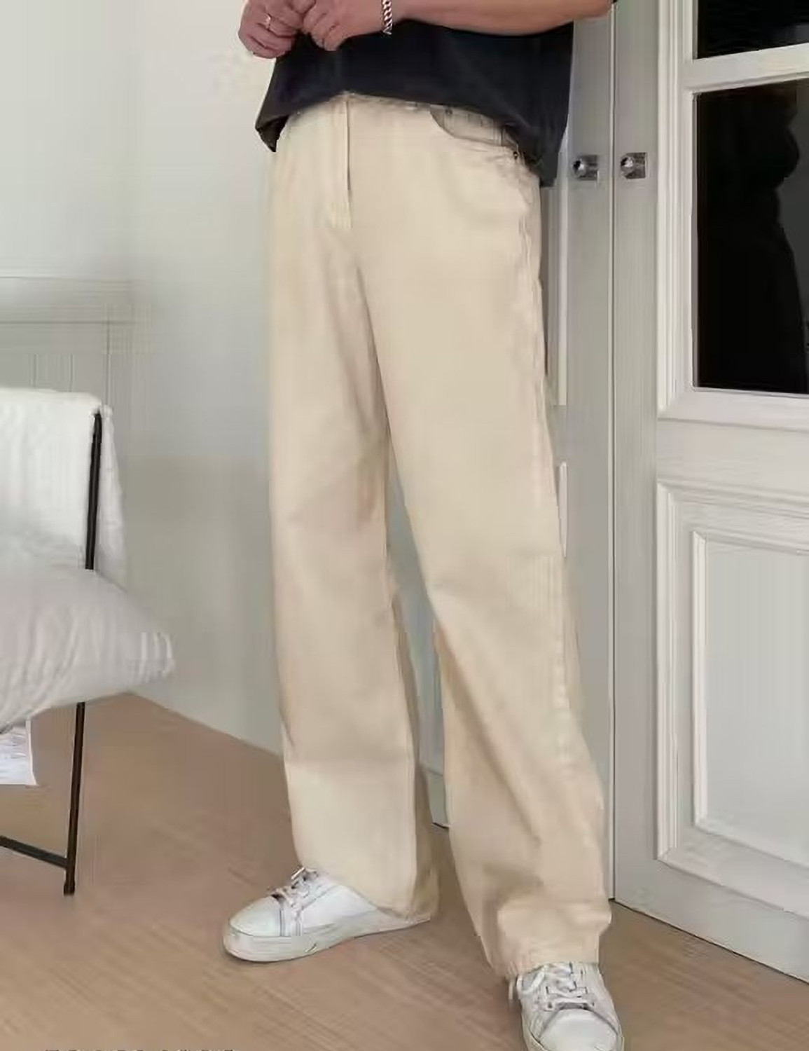 Image of Aamishfashion Straight Fit Men Beige Jeans