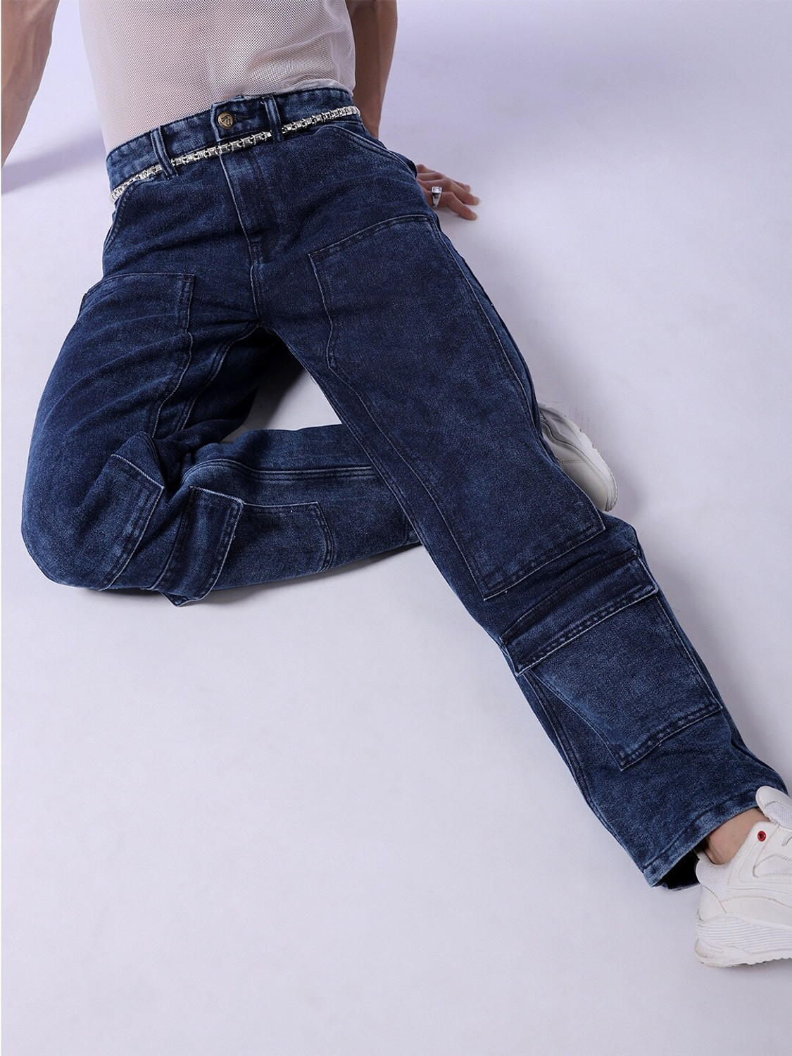 Image of The Indian Garage Co. Relaxed Fit Men Blue Jeans