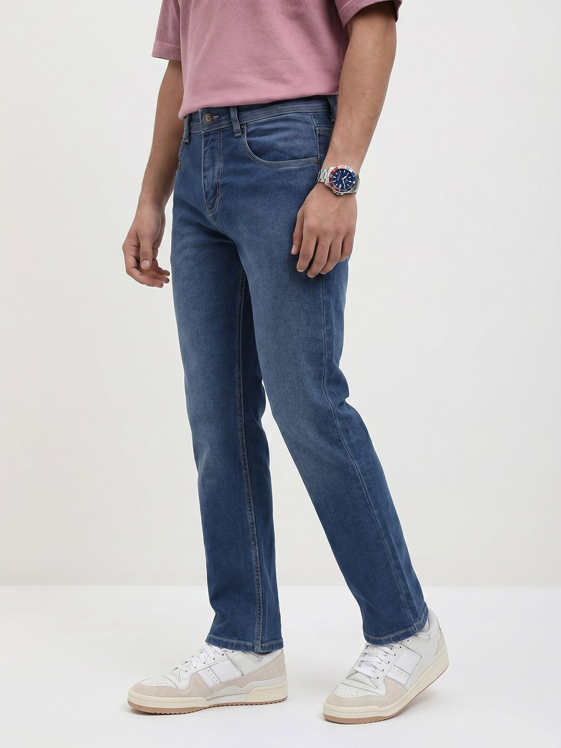 Image of Roadster Men Regular Mid Rise Blue Jeans