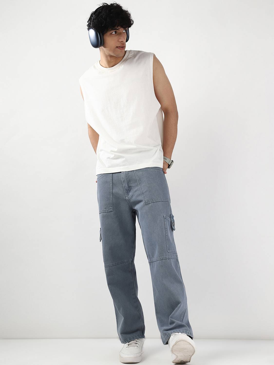 Urbano Fashion Loose Fit Men Light Blue Jeans - Image 4