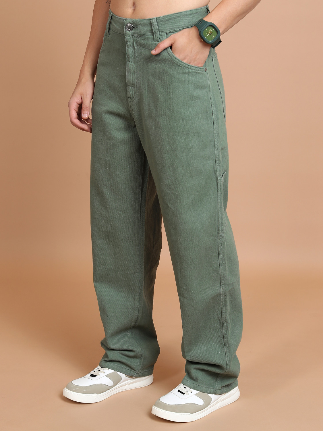 Image of HIGHLANDER Regular Men Green Jeans