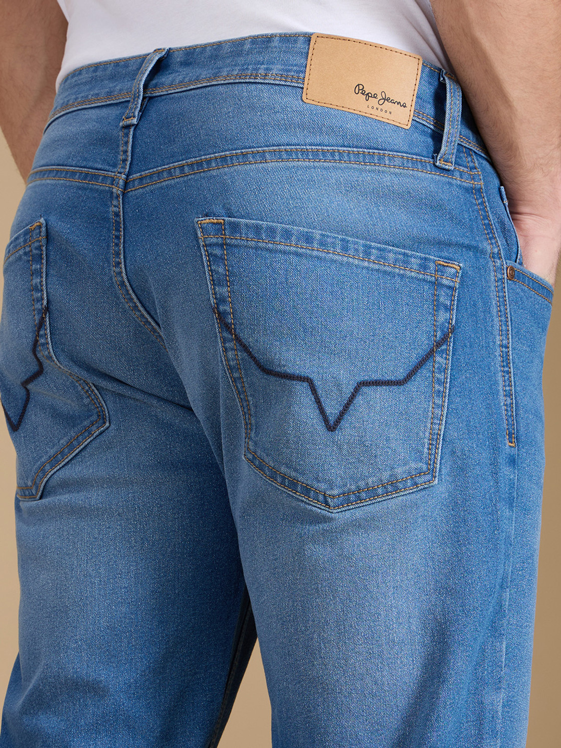 Image of Pepe Jeans Men Straight Fit Mid Rise Blue Jeans