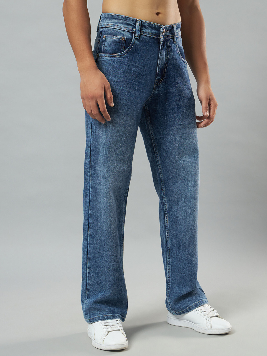 Image of NTROOK Straight Fit Men Dark Blue Jeans