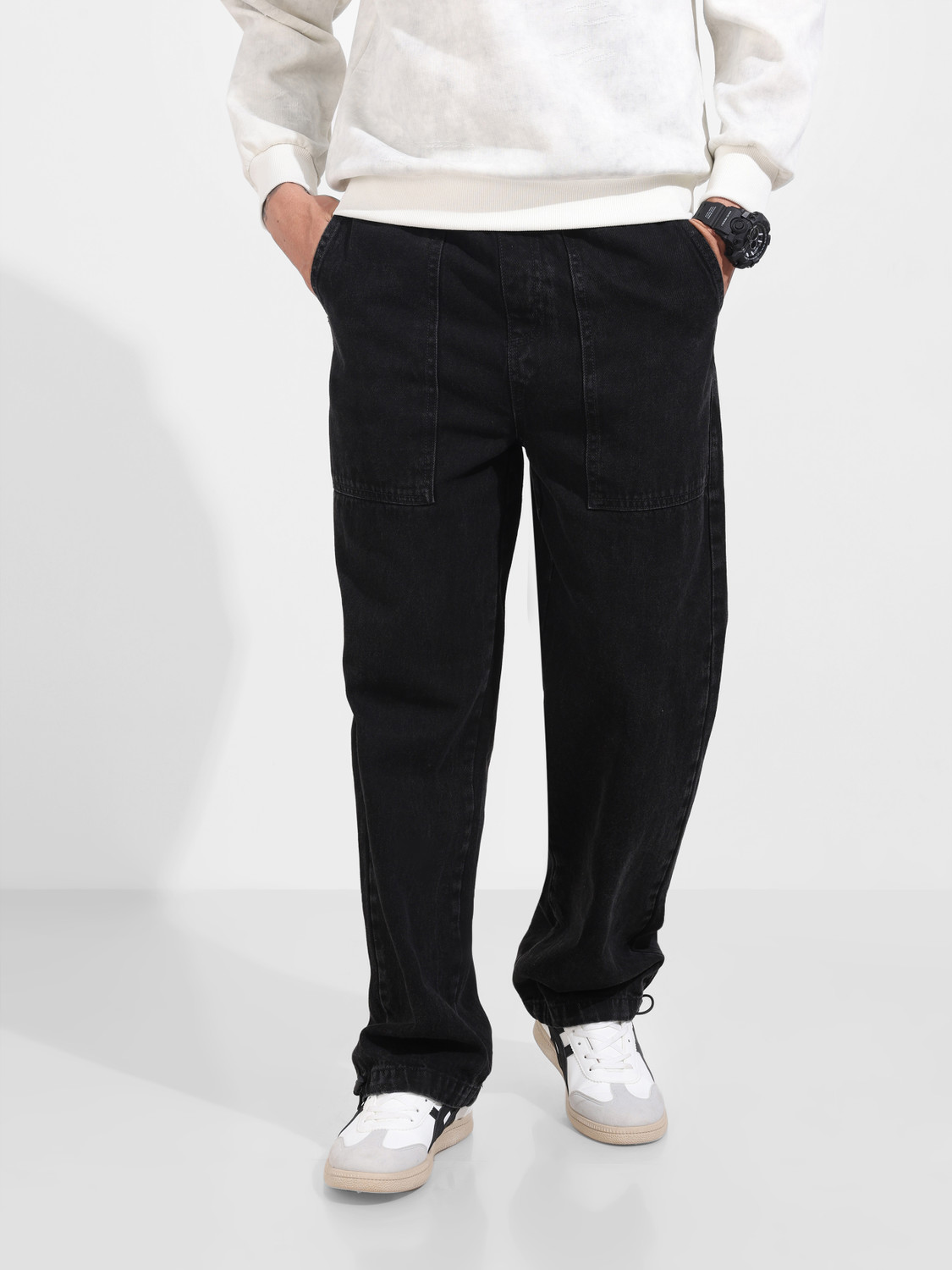 Image of The Indian Garage Co. Relaxed Fit Men Black Jeans