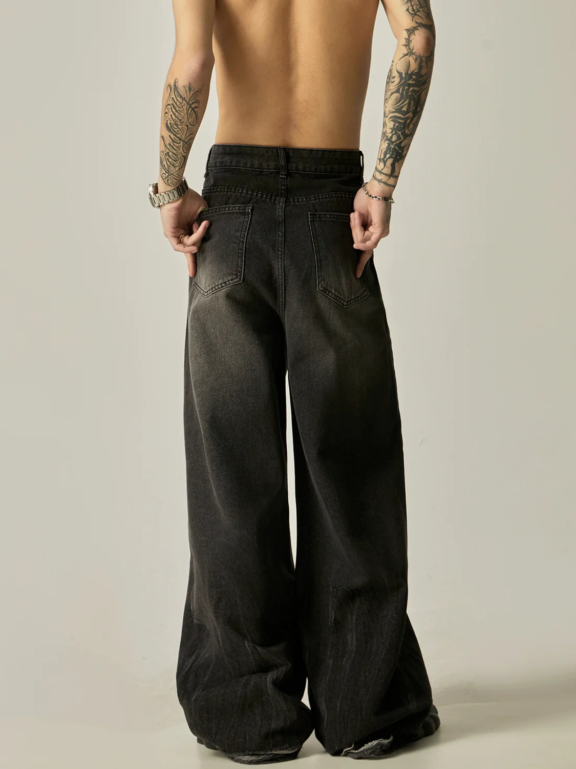 Image of URBELLA Loose Fit Men Black Jeans