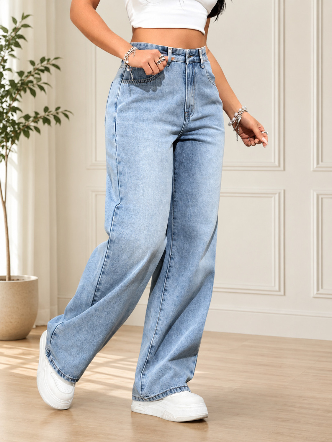 Image of DENIM LOOK Flared Women Light Blue Jeans