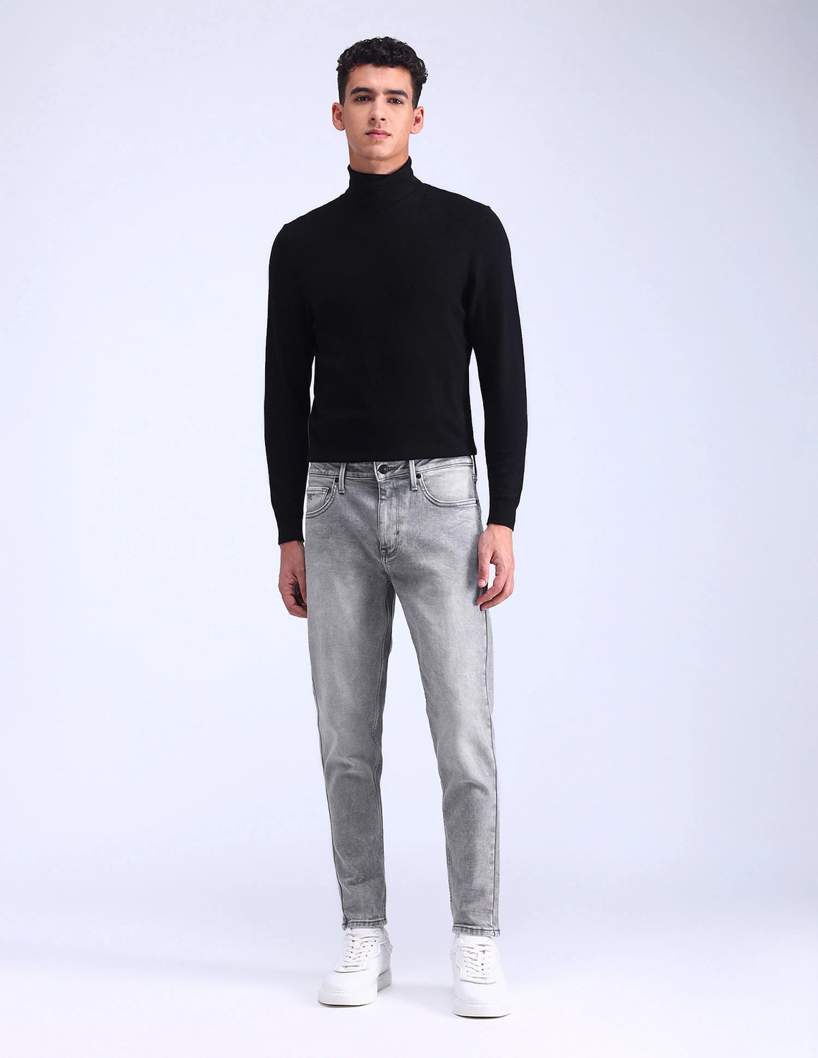 Image of FLYING MACHINE Straight Fit Men Grey Jeans