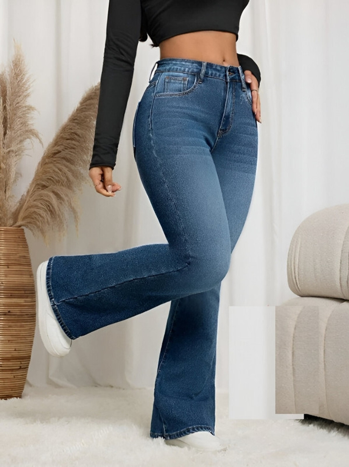 Image of BEN MARTIN Boot-Leg Women Dark Blue Jeans