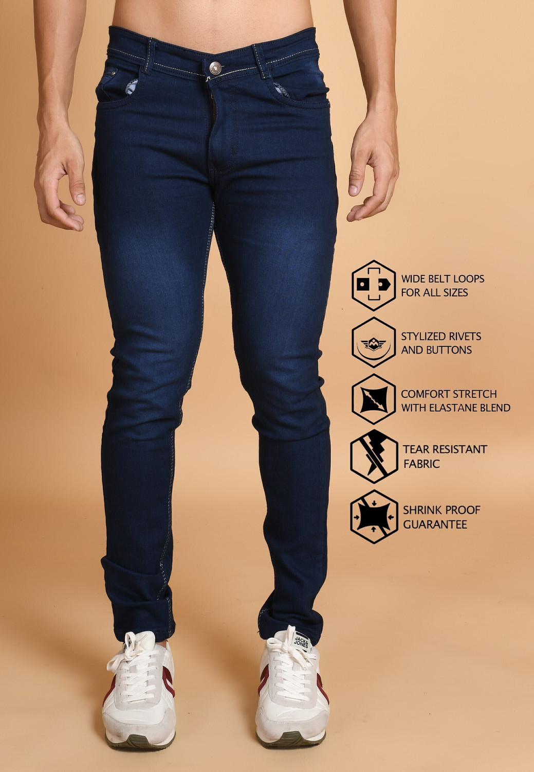 Image of Lzard Slim Men Dark Blue Jeans