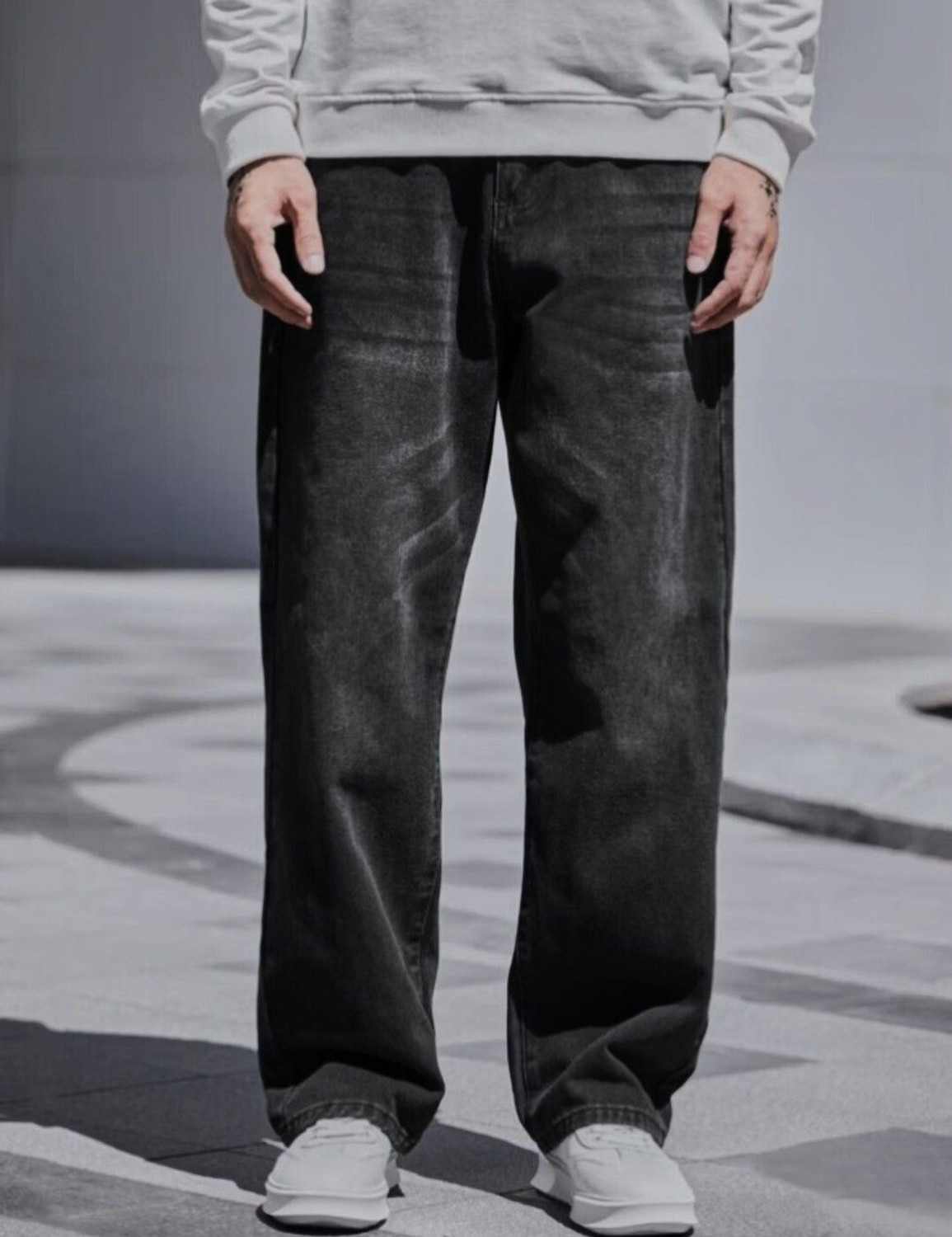 Image of OFTEN TREND Loose Fit Men Dark Grey Jeans