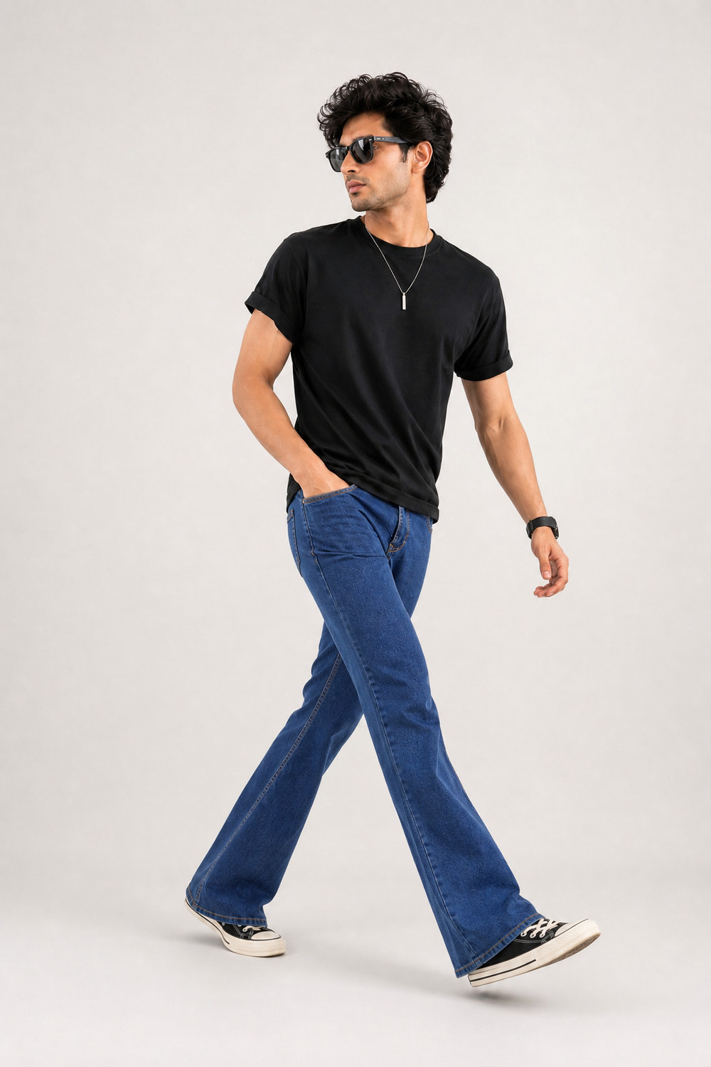 Image of LA HOMMI Boot-Leg Men Dark Blue Jeans