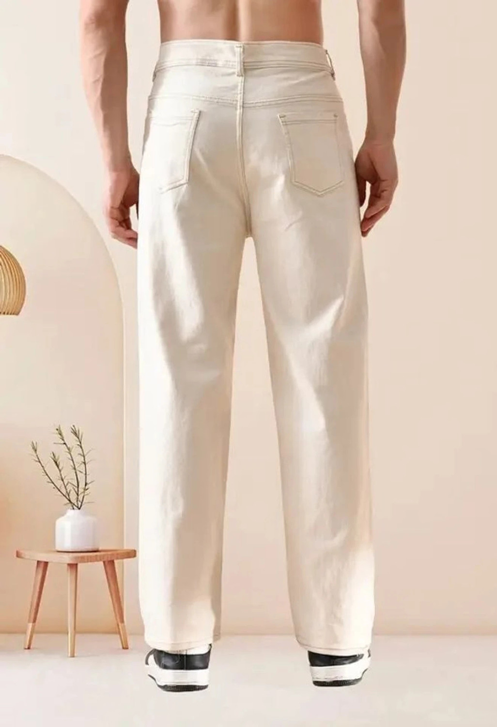 Image of Clyver Straight Fit Men Beige Jeans