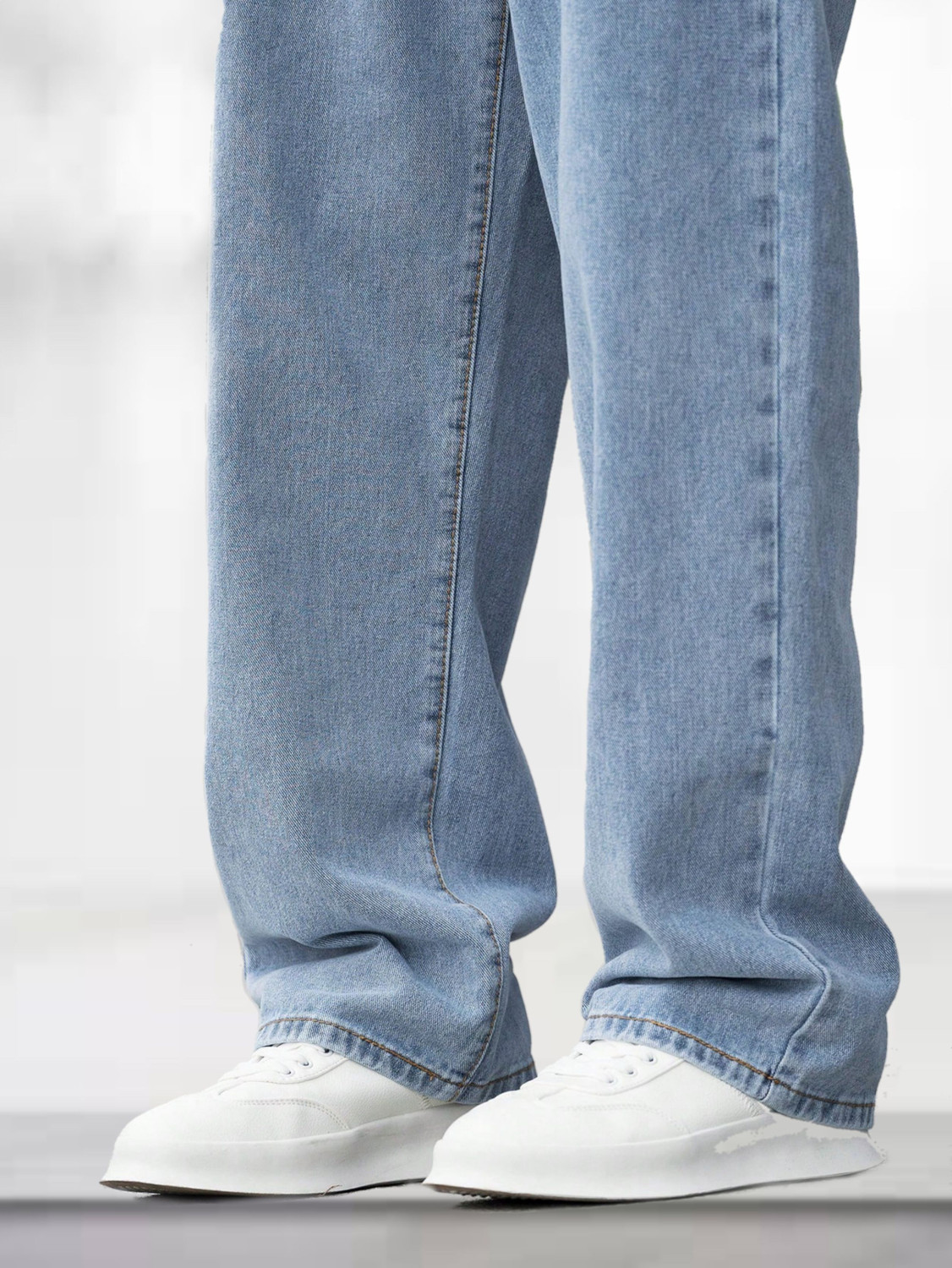 Image of SHINIK Loose Fit Men Light Blue Jeans