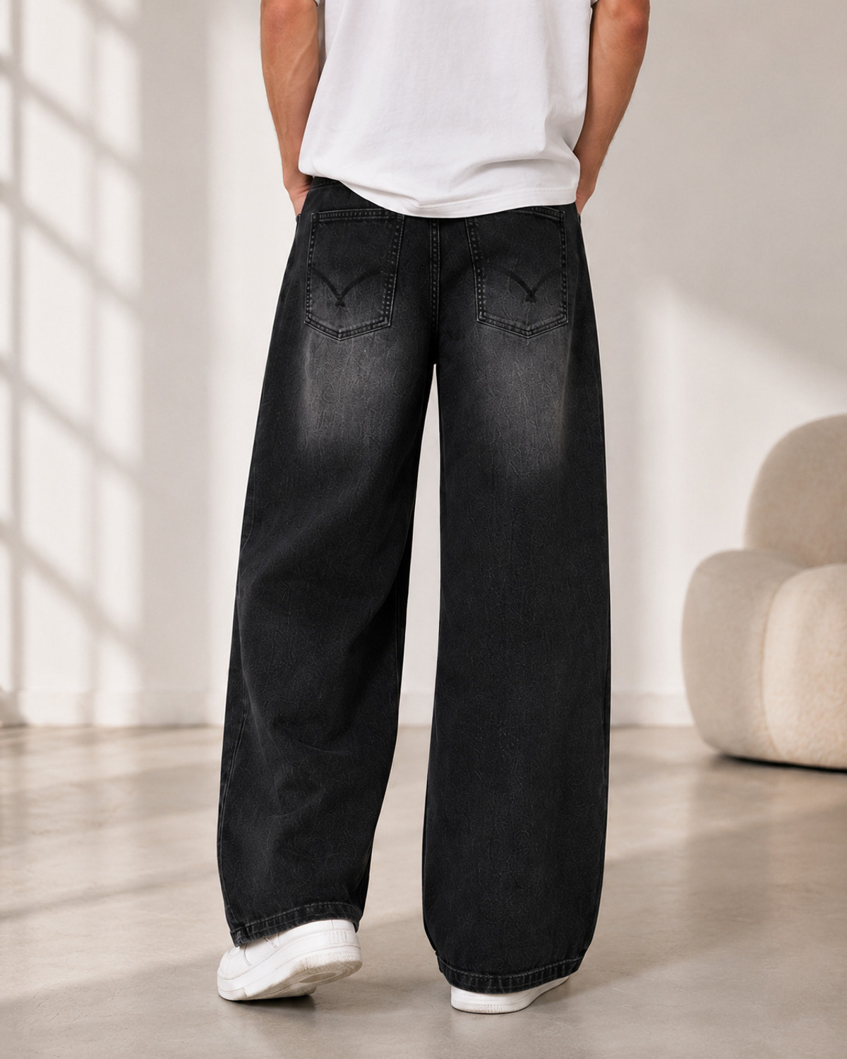 Image of COSMIC Baggy Fit Men Black Jeans