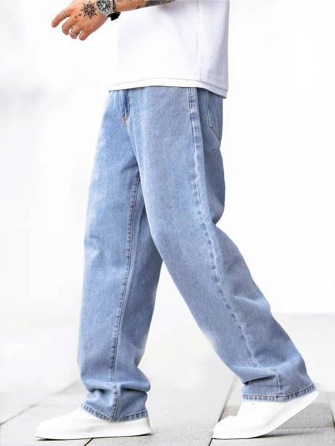 Image of POKHINDA Straight Fit Men Light Blue Jeans