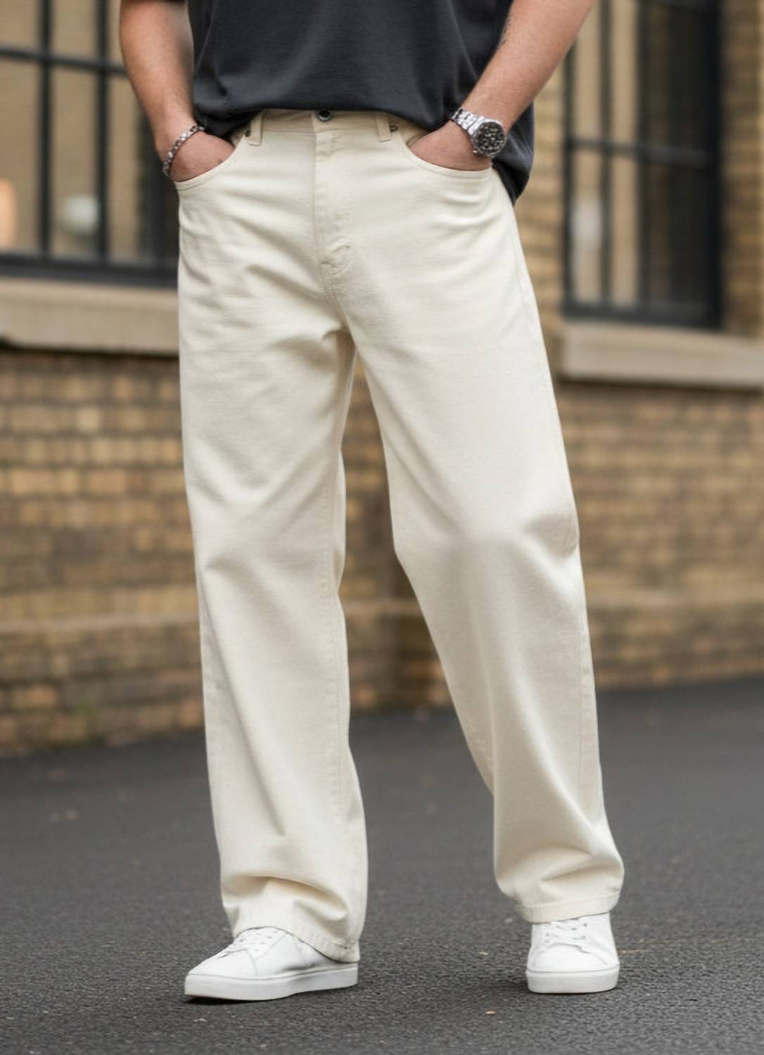S R Traders Men Beige Jeans - Image 1