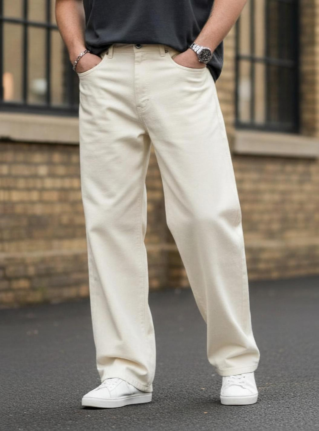 Image of MISTERFREEDOM Straight Fit Men Beige Jeans