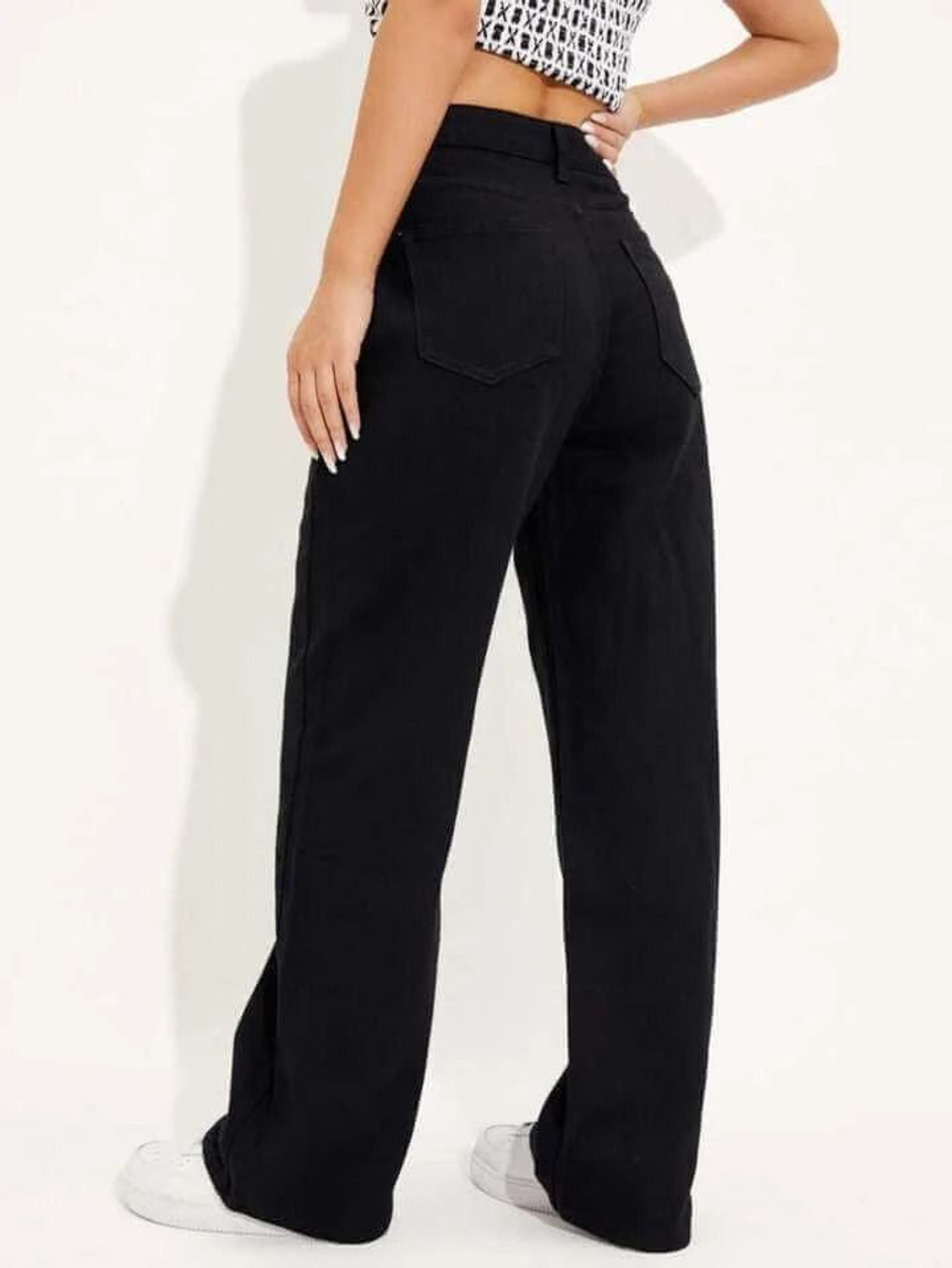 Image of VBEAUTY Wide Leg Women Black Jeans