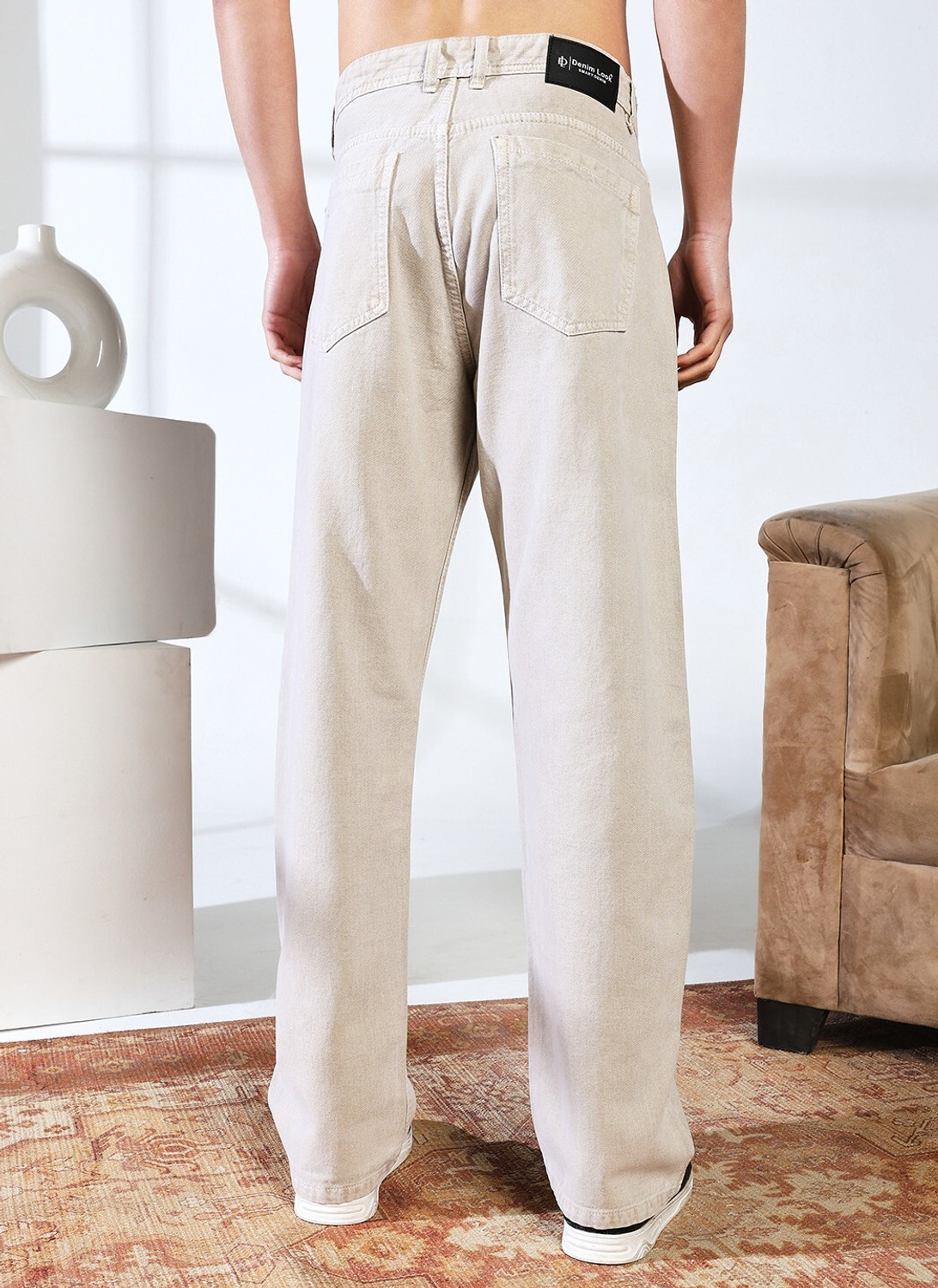 Image of DENIM LOOK Straight Fit Men Beige Jeans