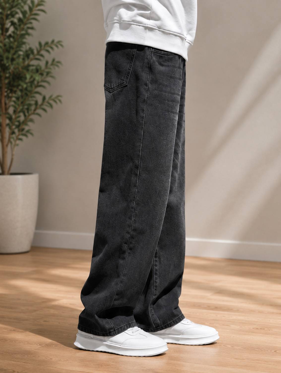 DENMORA Loose Fit Men Dark Grey Jeans - Image 3