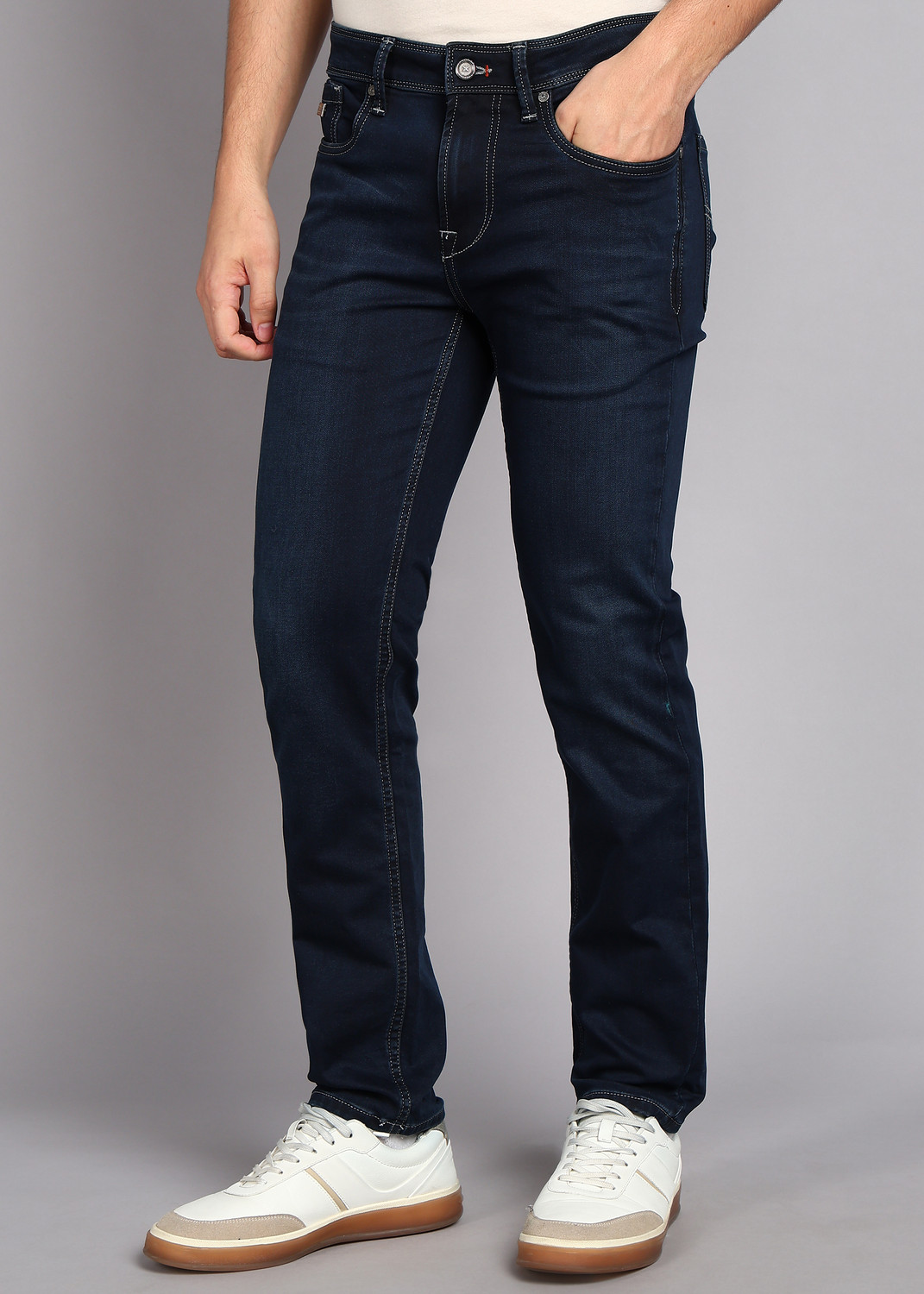 Image of KILLER Men Slim Mid Rise Dark Blue Jeans